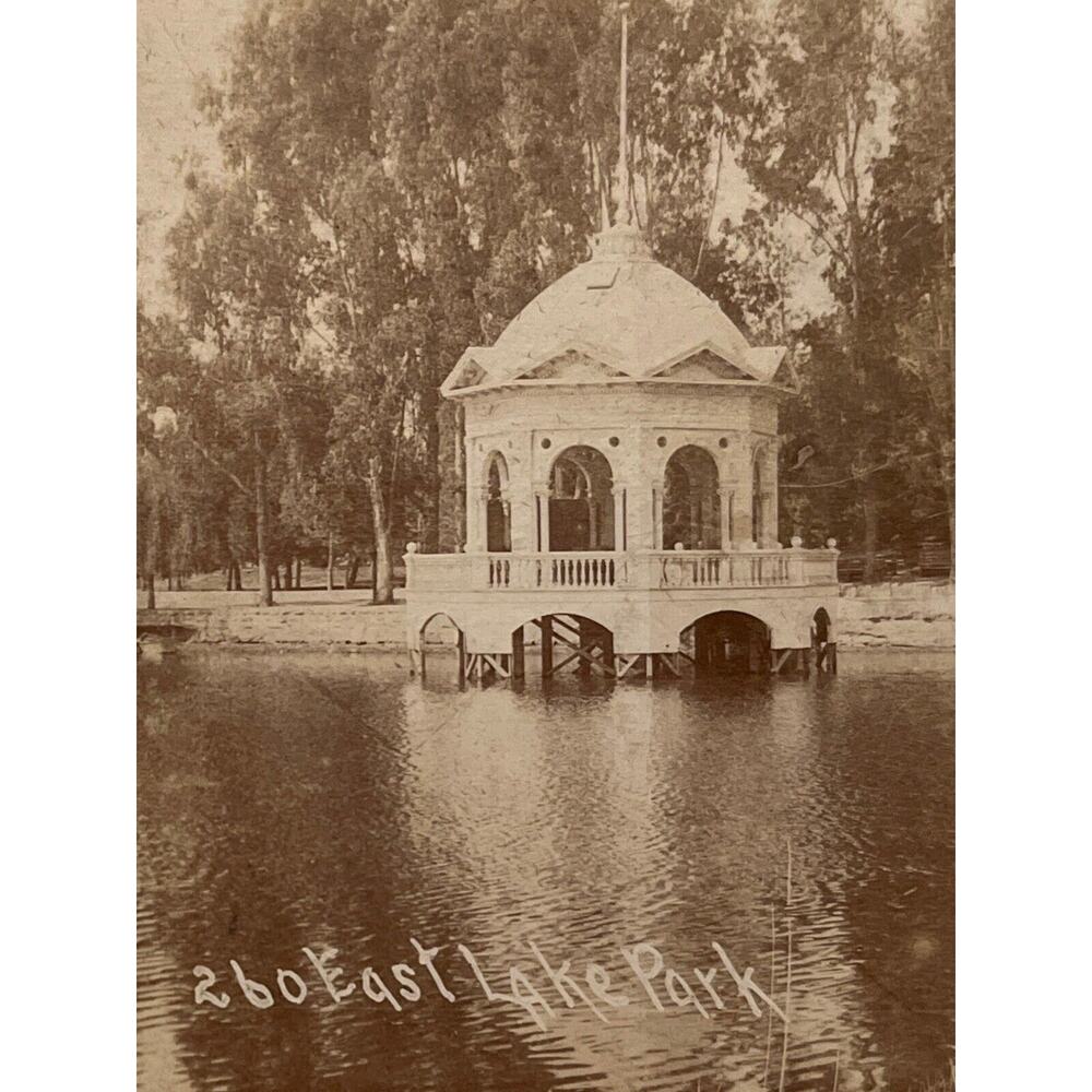 Antique Stereoscope Stereograph Real Photo Card BW Garden City Foto Lake Park